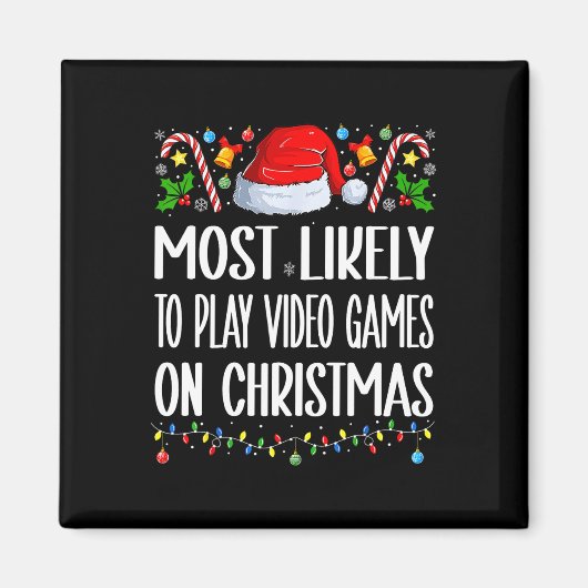 クリスマスにビデオゲームをする確率が最も高い 面白い マグネット (正面)