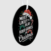 クリスマスにビデオゲ遊ームに最も近いゲーマー オーナメント (正面)
