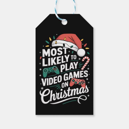 クリスマスにビデオゲ遊ームに最も近いゲーマー ギフトタグ (裏面)