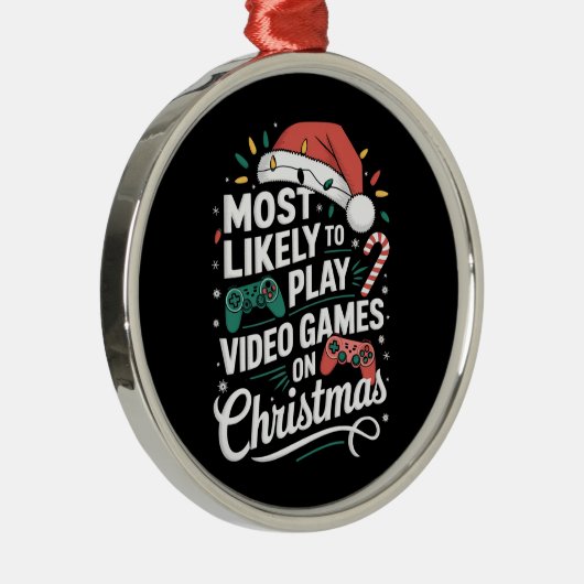 クリスマスにビデオゲ遊ームに最も近いゲーマー メタルオーナメント (右)