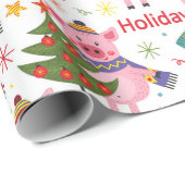 クリスマスにピンク色の豚 ラッピングペーパー (ロールコーナー)