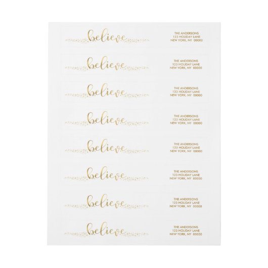 クリスマスにフェイクな金ゴールドホイルの原稿の覆いのラベルを信じて下さい ラップアラウンドラベル (シート)