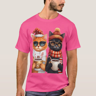 クリスマスにフェスティバル猫が見つかる Tシャツ