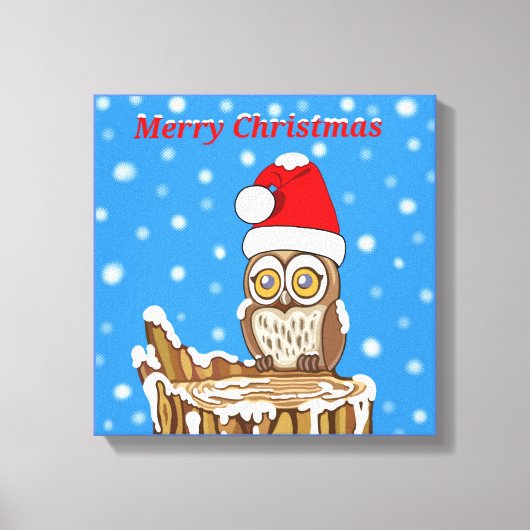 クリスマスにフクロウの雪片 キャンバスプリント (正面)