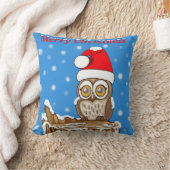 クリスマスにフクロウの雪片 クッション (ブランケット)