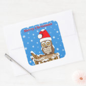 クリスマスにフクロウの雪片 スクエアシール (封筒)