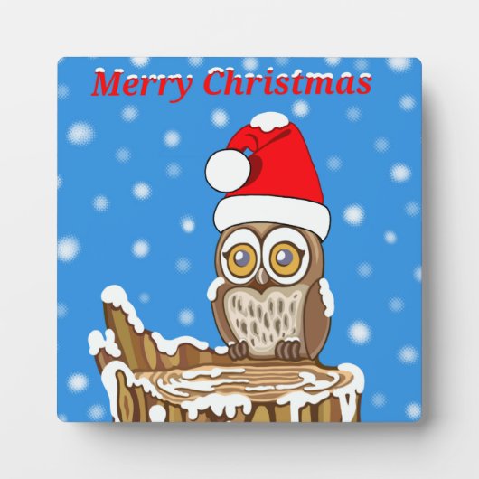 クリスマスにフクロウの雪片 フォトプラーク (正面)