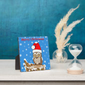 クリスマスにフクロウの雪片 フォトプラーク (インサイチュ)
