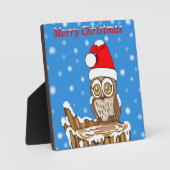 クリスマスにフクロウの雪片 フォトプラーク (正面)