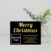 クリスマスにブラックビジネスブランド 箔シーズンポストカード (立ち正面)