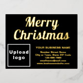 クリスマスにブラックビジネスブランド 箔シーズンポストカード (正面)