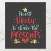 クリスマスにプレゼントを振るう可能性がおもしろい最も高い ワインラベル (シングルラベル)