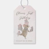 クリスマスにプレゼントを贈るかわいいネズミ ギフトタグ (正面)