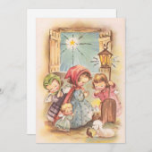 クリスマスにベビーイエスとヴィンテージの子供 シーズンカード (正面/裏面)