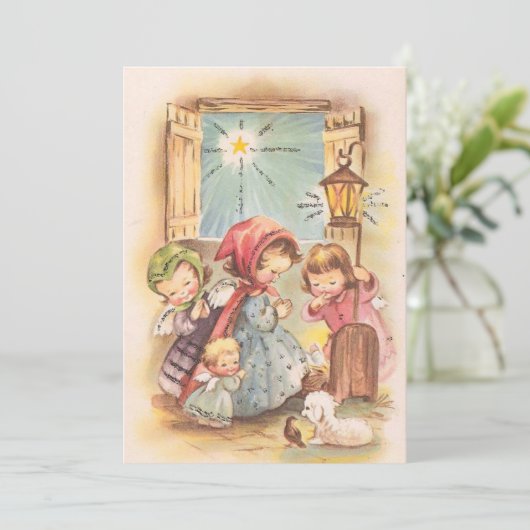 クリスマスにベビーイエスとヴィンテージの子供 シーズンカード (スタンド正面)