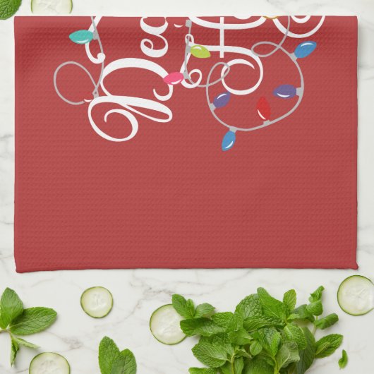 クリスマスにホールの休日のライトを飾る キッチンタオル (折り畳み)