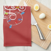 クリスマスにホールの休日のライトを飾る キッチンタオル (四つ折り)