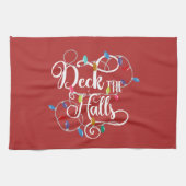 クリスマスにホールの休日のライトを飾る キッチンタオル (横)