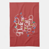 クリスマスにホールの休日のライトを飾る キッチンタオル (縦)