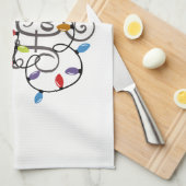 クリスマスにホールの休日のライトを飾る キッチンタオル (四つ折り)