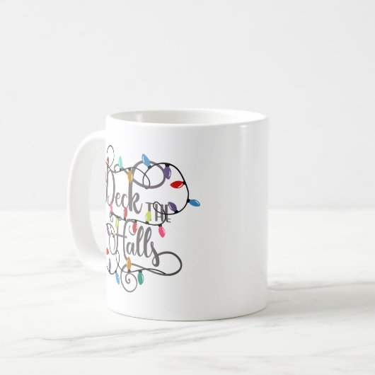 クリスマスにホールの休日のライトを飾る コーヒーマグカップ (正面左)