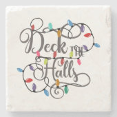 クリスマスにホールの休日のライトを飾る ストーンコースター (正面)