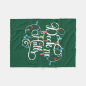 クリスマスにホールの休日のライトを飾る フリースブランケット (正面(横))