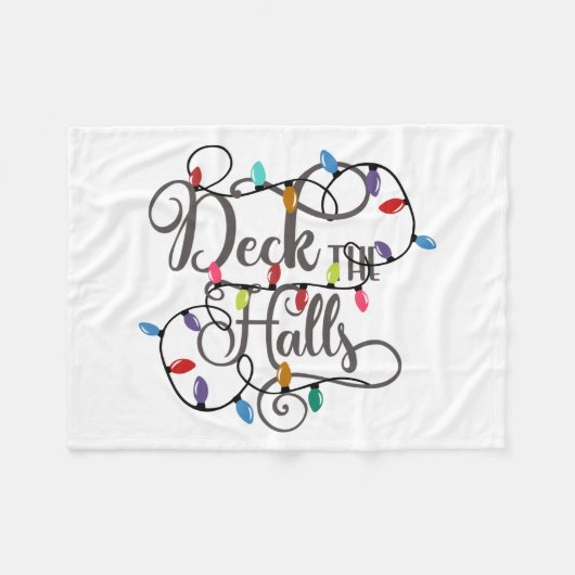 クリスマスにホールの休日のライトを飾る フリースブランケット (正面(横))