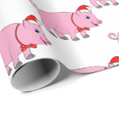 クリスマスにボウタイとサンタハットを持つ豚 ラッピングペーパー (ロールコーナー)