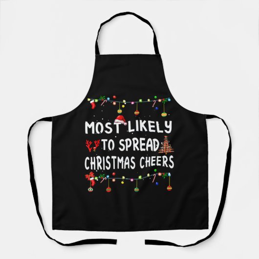 クリスマスにマッチするおもしろい家族に最も可能性が高い エプロン (正面)