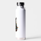 クリスマスにライトアップされた黒いサンタ猫 ウォーターボトル (左面)