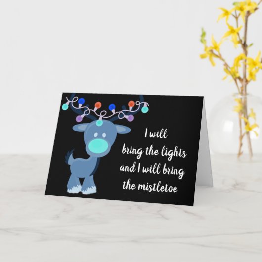 **クリスマスにライト/ヤドリギを持って来る** カード (黄色い花)