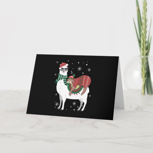 クリスマスにラクダに乗るナマケモノ カード (正面)