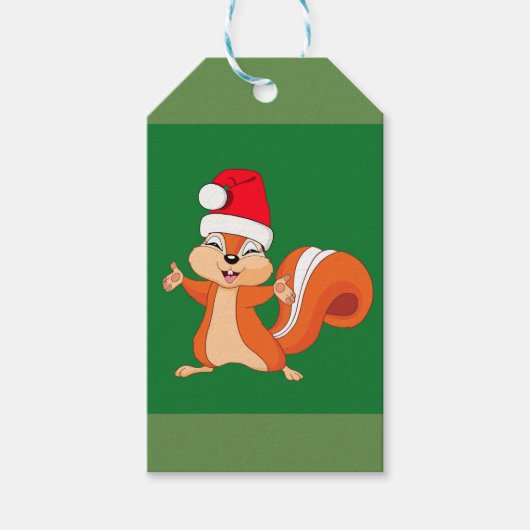 クリスマスにリスよくはしゃぐレルをファイジーさせる ギフトタグ (正面)