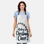 クリスマスにリール応援魚釣りロッドクリスマスライト エプロン (着用した状態)