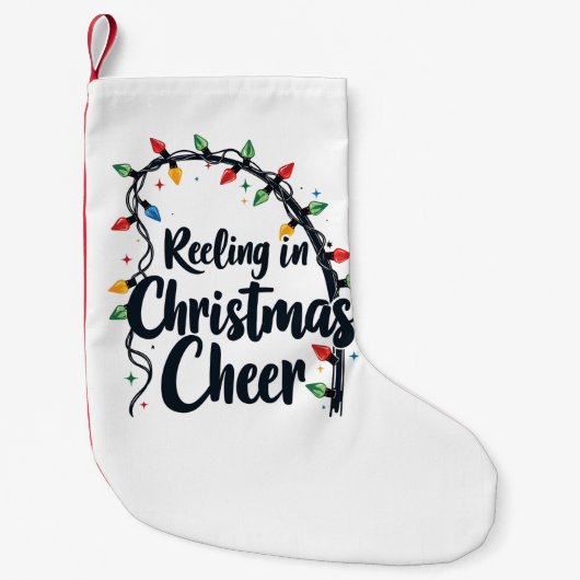 クリスマスにリール応援魚釣りロッドクリスマスライト スモールクリスマスストッキング (正面)