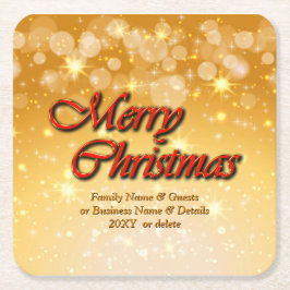 クリスマスに一致する名前の編集文字の追加 スクエアペーパーコースター