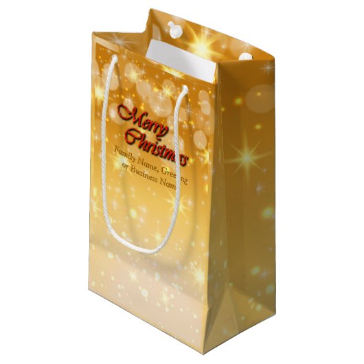 クリスマスに一致する名前の編集文字の追加 スモールペーパーバッグ (正面アングル)
