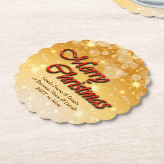 クリスマスに一致する名前の編集文字の追加 ペーパーコースター (アングル)
