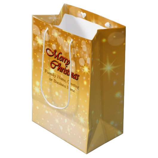 クリスマスに一致する名前の編集文字の追加 ミディアムペーパーバッグ (正面アングル)