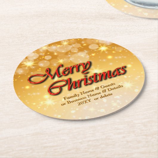 クリスマスに一致する名前の編集文字の追加 ラウンドペーパーコースター (アングル)