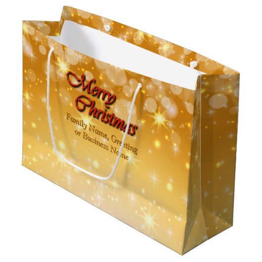 クリスマスに一致する名前の編集文字の追加 ラージペーパーバッグ (正面アングル)
