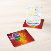 クリスマスに一致する名前文字の追加 スクエアペーパーコースター (インサイチュ)