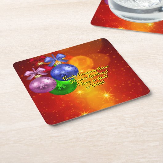 クリスマスに一致する名前文字の追加 スクエアペーパーコースター (アングル)