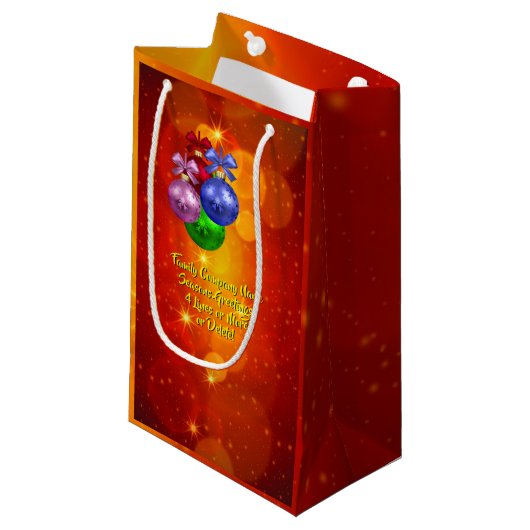 クリスマスに一致する名前文字の追加 スモールペーパーバッグ (正面アングル)