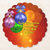 クリスマスに一致する名前文字の追加 ペーパーコースター (正面)