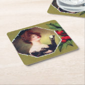 クリスマスに乾杯 スクエアペーパーコースター (アングル)