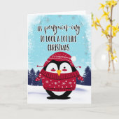 クリスマスに似たペンギン カード (黄色い花)