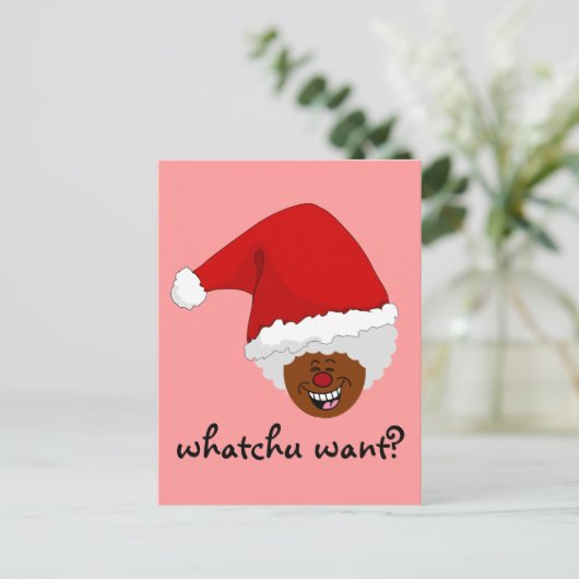 クリスマスに何が欲しいかをブラック・サンタに伝える シーズンポストカード (スタンド正面)