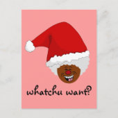 クリスマスに何が欲しいかをブラック・サンタに伝える シーズンポストカード (正面)